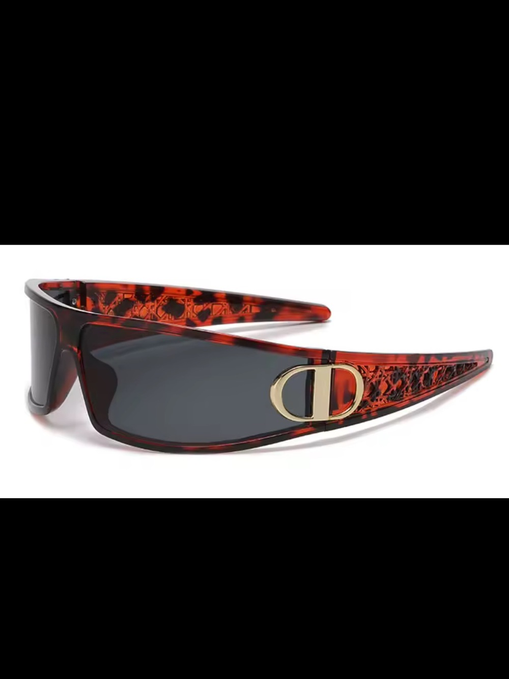 & Other Stories Tortoiseshell Shield Sunglasses with Gold Accent